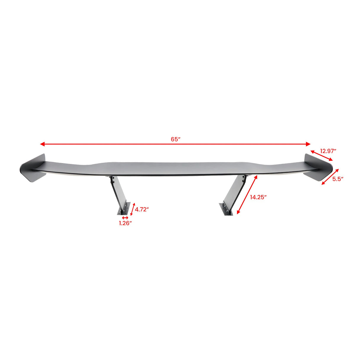 Universal 65'' GT Trunk Spoiler V1 Brackets V4D Legs + V4A Plates ABS