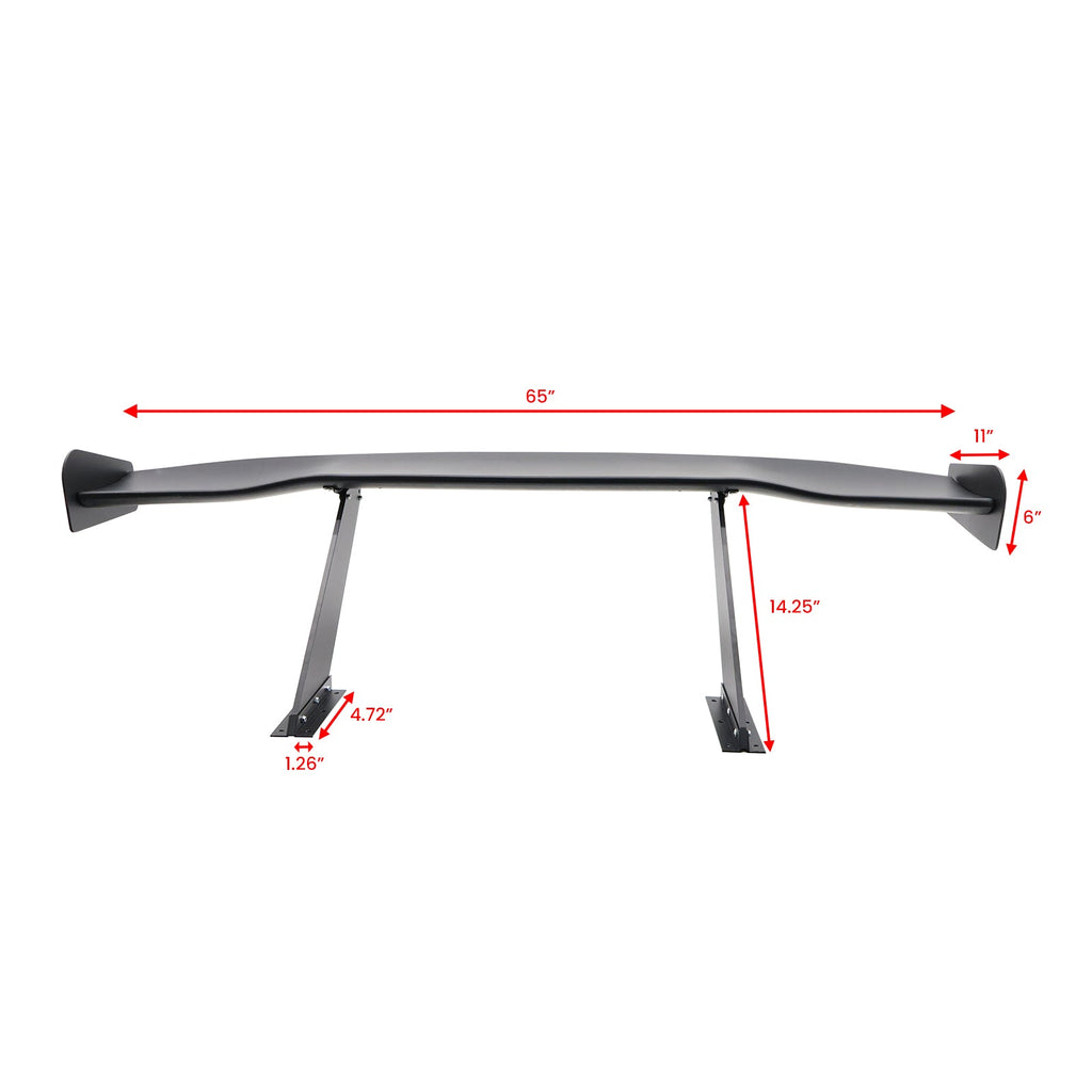Universal 65'' GT Trunk Spoiler V1 Brackets V4D Legs + V4C Plates ABS