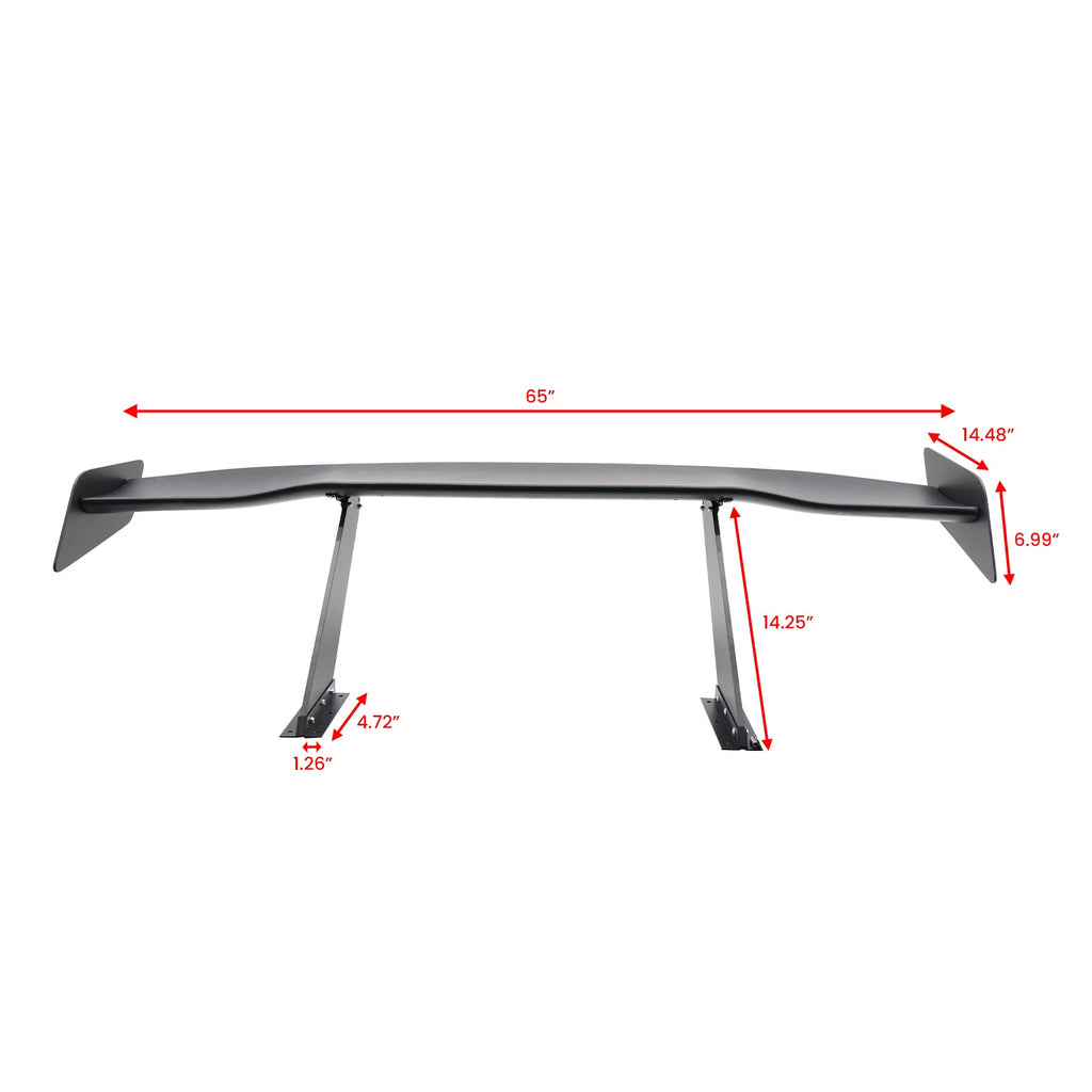 Universal 65'' GT Trunk Spoiler V1 Brackets V4D Legs + Side Plates ABS