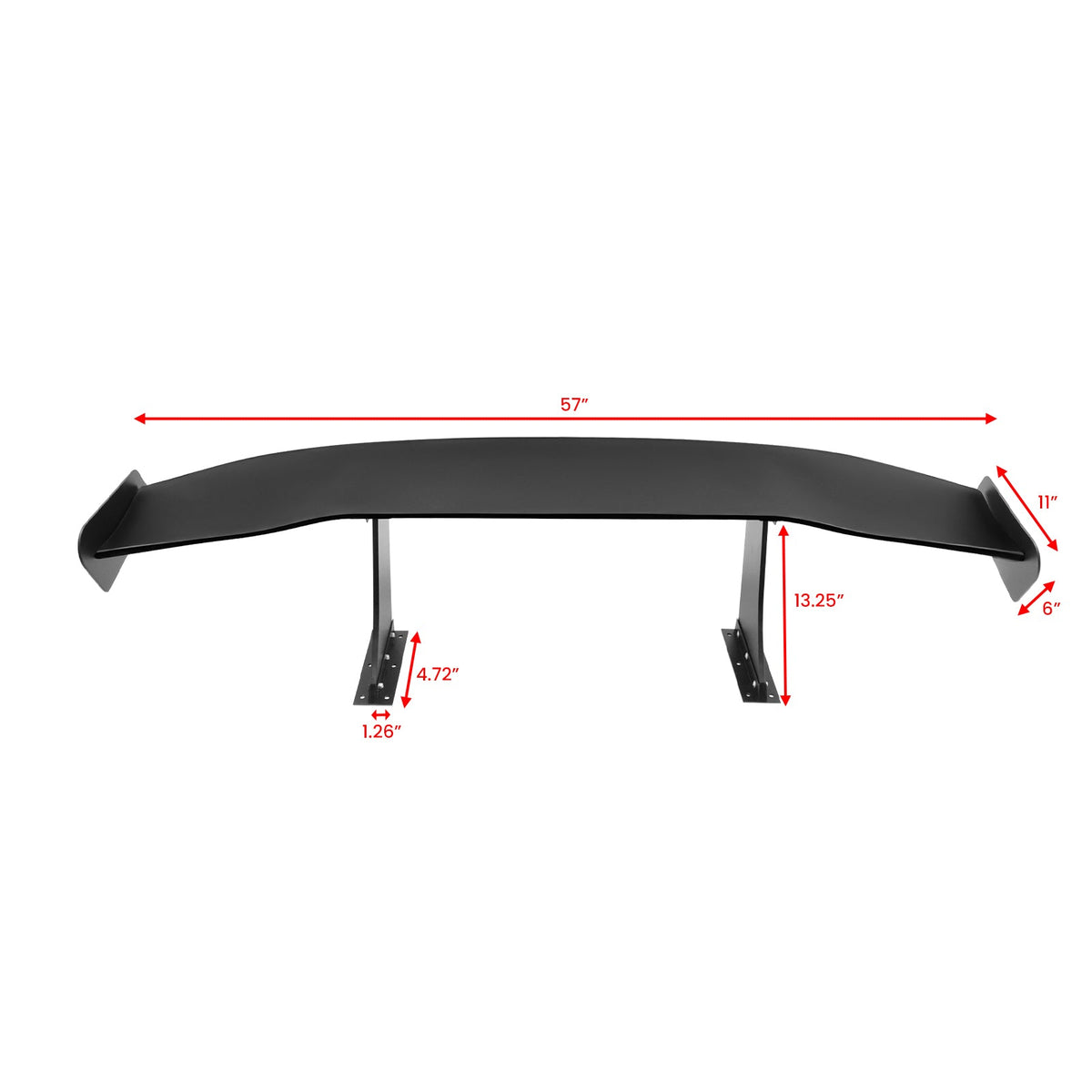 Universal 57'' GT Trunk Spoiler V1 Brackets V4C Legs + Side Plates ABS