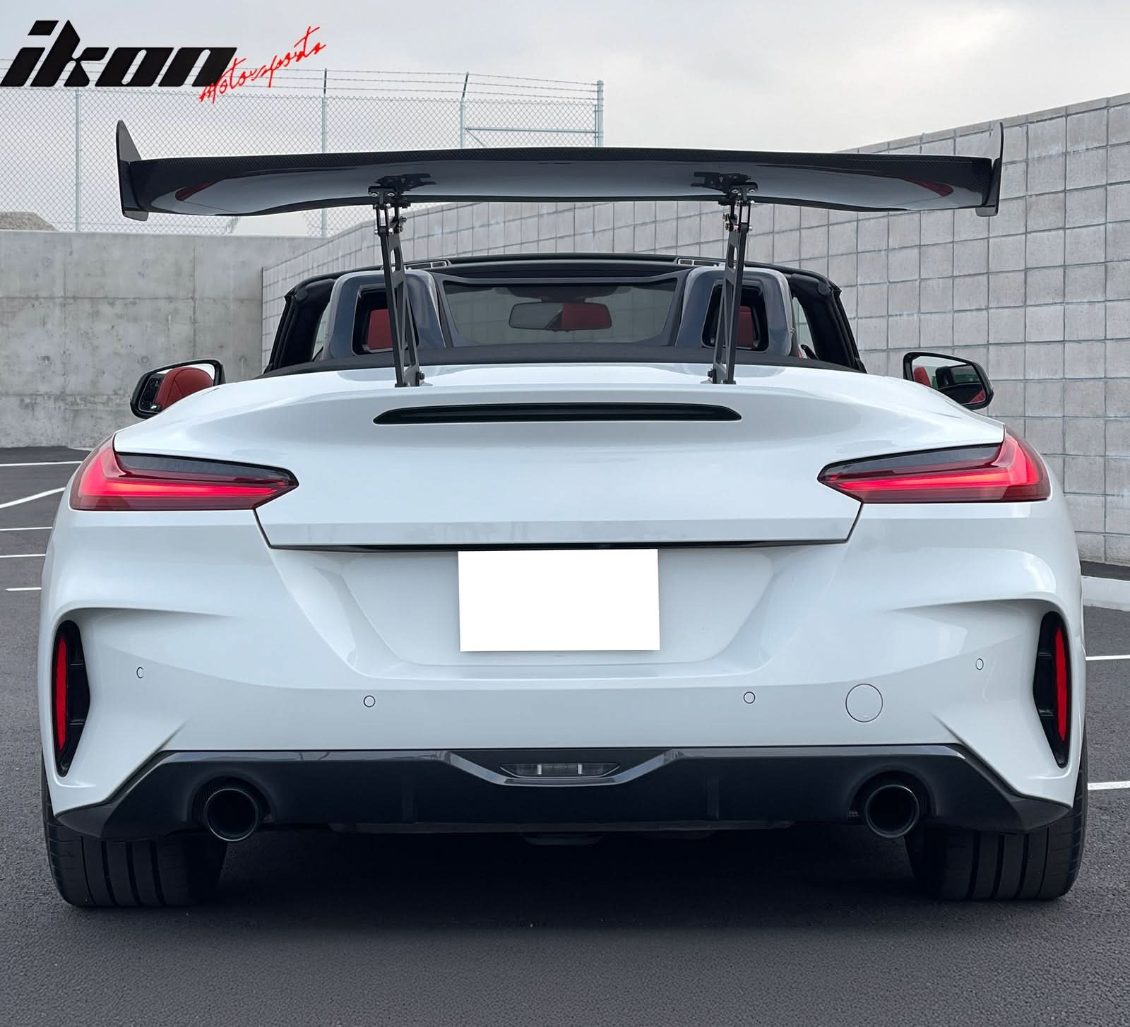 56"Inch GT Style Trunk Spoiler V1 Side Plates V6 Legs 3D Carbon Fiber