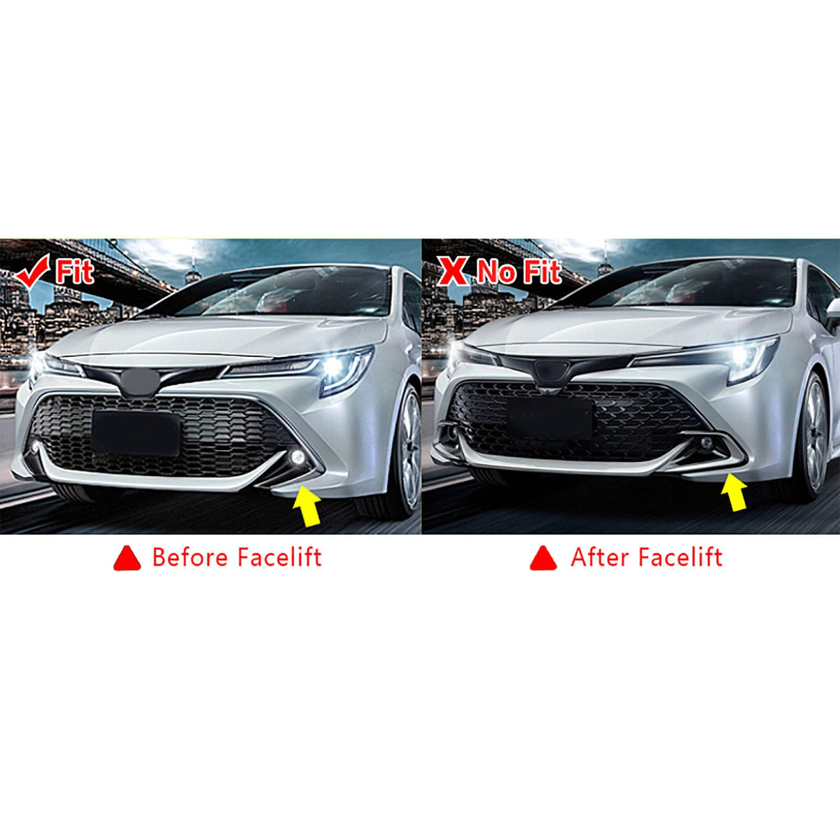 2019-2021 Toyota Corolla Gloss Black Front Bumper Lip + Side Canards