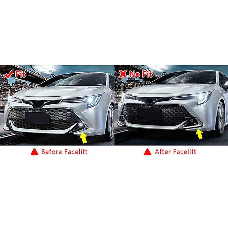 2019-2021 Toyota Corolla Gloss Black 3PCS Front Bumper Lip+Side Canard