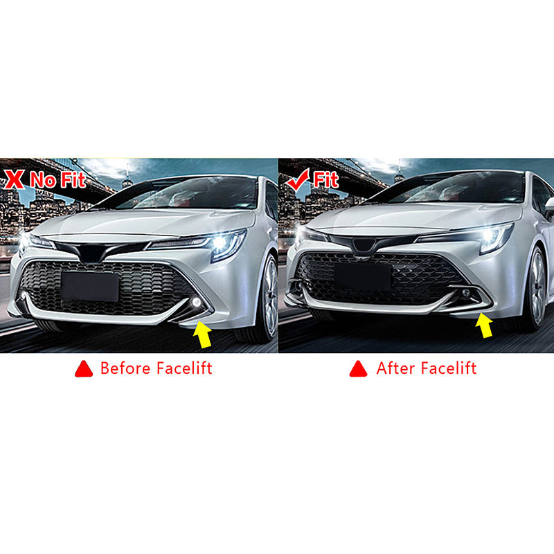2022-2023 Toyota Corolla Gloss Black 3PC Front Bumper Lip+Side Canards