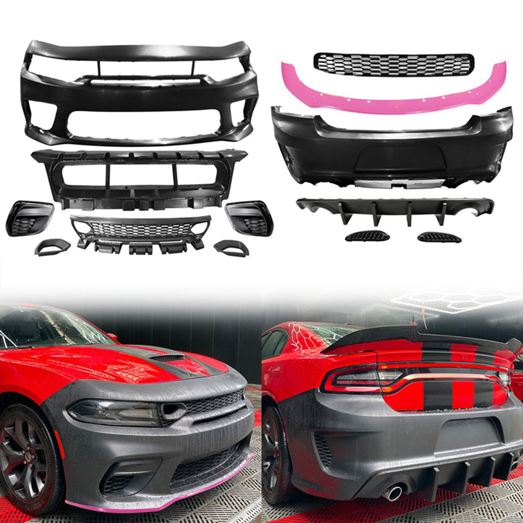 2015-2023 Dodge Charger Rear & Front Bumper + Pink Lip Diffuser PP