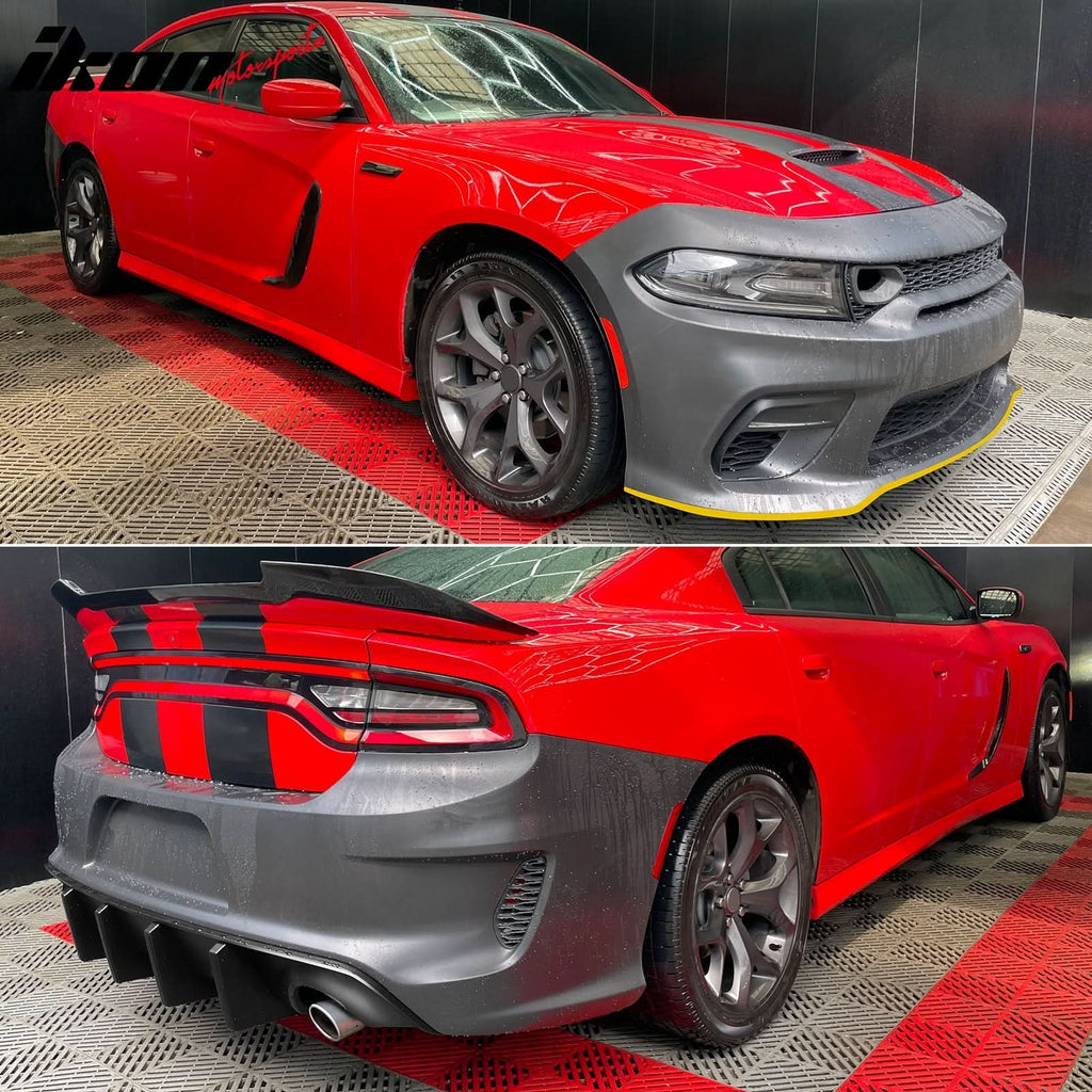 2015-2023 Dodge Charger Rear &  Front Bumper Yellow Lip Diffuser