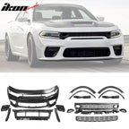 2015-2023 Dodge Charger IKON Matte Black Front Rear Bumper Covers PP