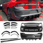2015-2023 Dodge Charger Widebody Gloss Whole Bumper Diffuser PP W/ LED