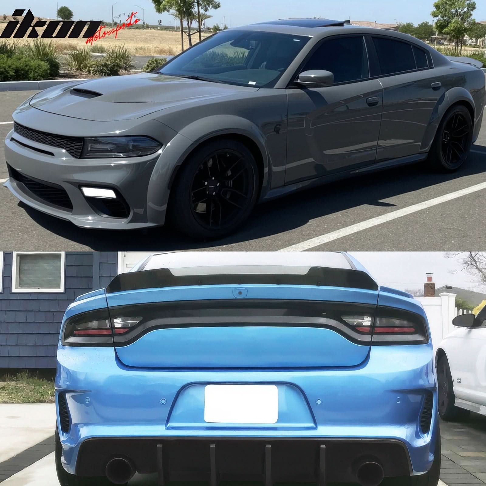 2015-2023 Dodge Charger Widebody Gloss Whole Bumper Diffuser PP W/ LED