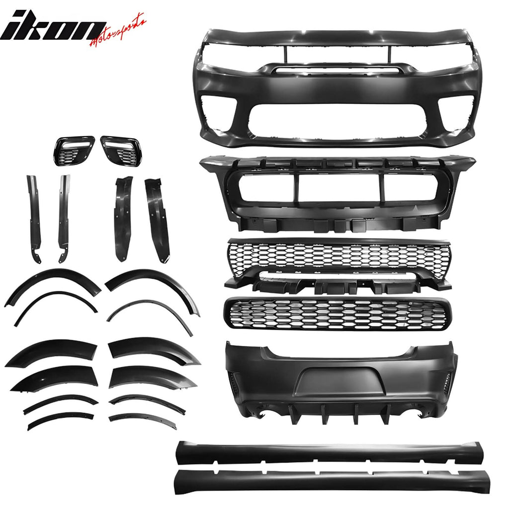2015-2023 Dodge Charger Widebody Gloss Whole Bumper Diffuser PP W/ LED