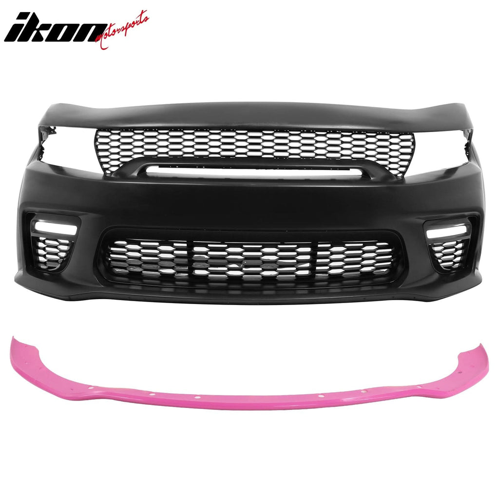 2015-2023 Dodge Charger Widebody Front Bumper Cover Pink Lip LED PP