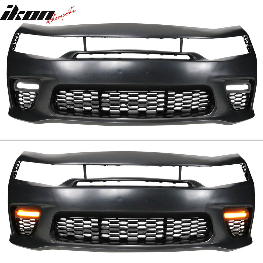 2015-2023 Dodge Charger Widebody LED Bumper Cover Matte Black Lip PP