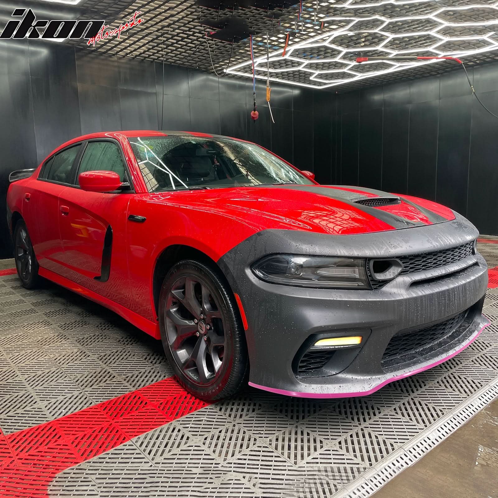 2015-2023 Dodge Charger Widebody SRT Rear Front Bumper Pink Lip PP LED