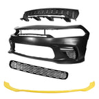 2015-2023 Dodge Charger Widebody SRT Front Bumper Yellow Lip PP LED