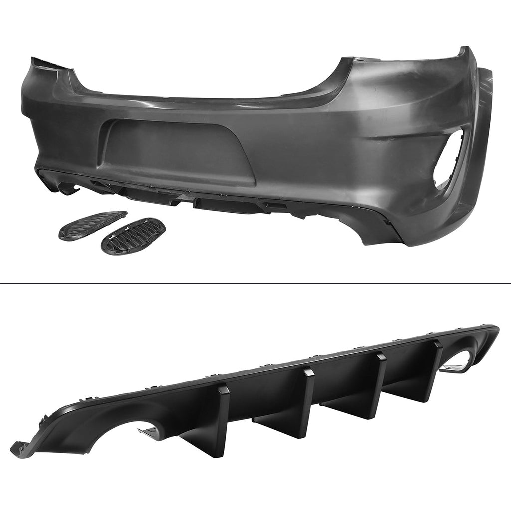 2015-2023 Charger IKON Matte Black Front Rear Bumper Covers LED Grille