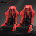 Universal Racing Bucket Seats W/ 4 Point 3" Belt Harness Black