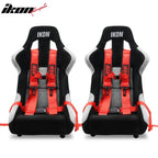 Universal Racing Bucket Seats W/ Slider 4 Point 3" Belt Harness Red