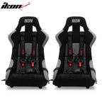 Universal Racing Bucket Seats W/ Slider 4 Point 2" Belt Harness Black