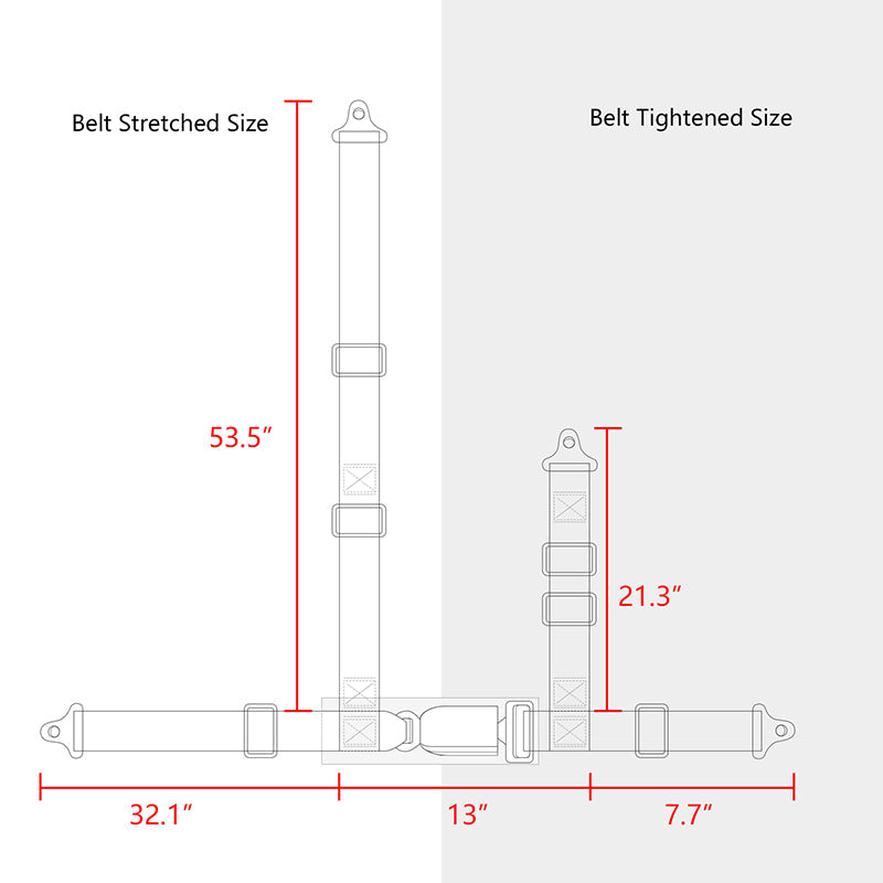 Universal Racing Seat Belt Harness 3" 4 Point Strap Buckle Nylon Red