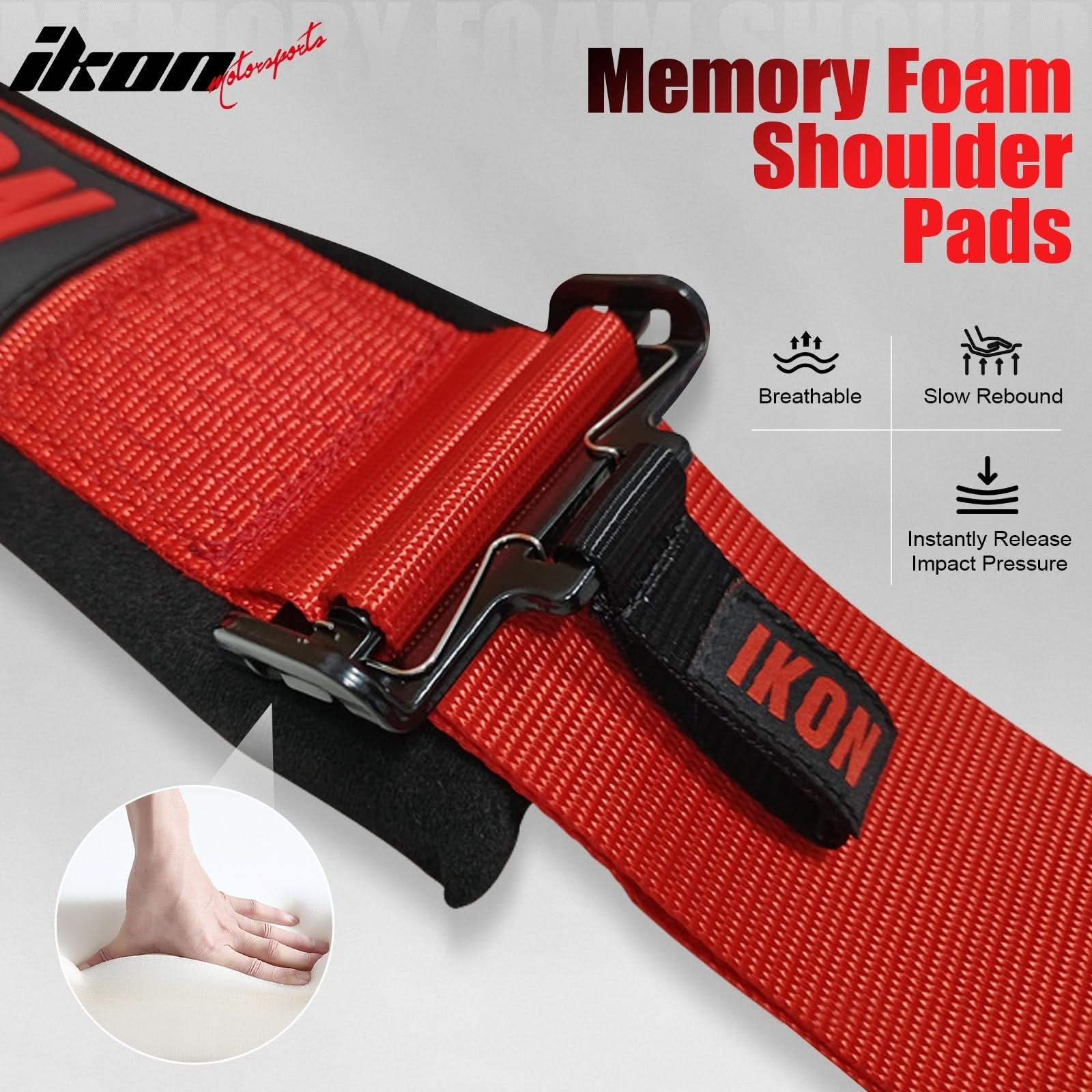 Universal 3" Wide 4 Point Buckle Racing Seat Belt Harness Nylon Red