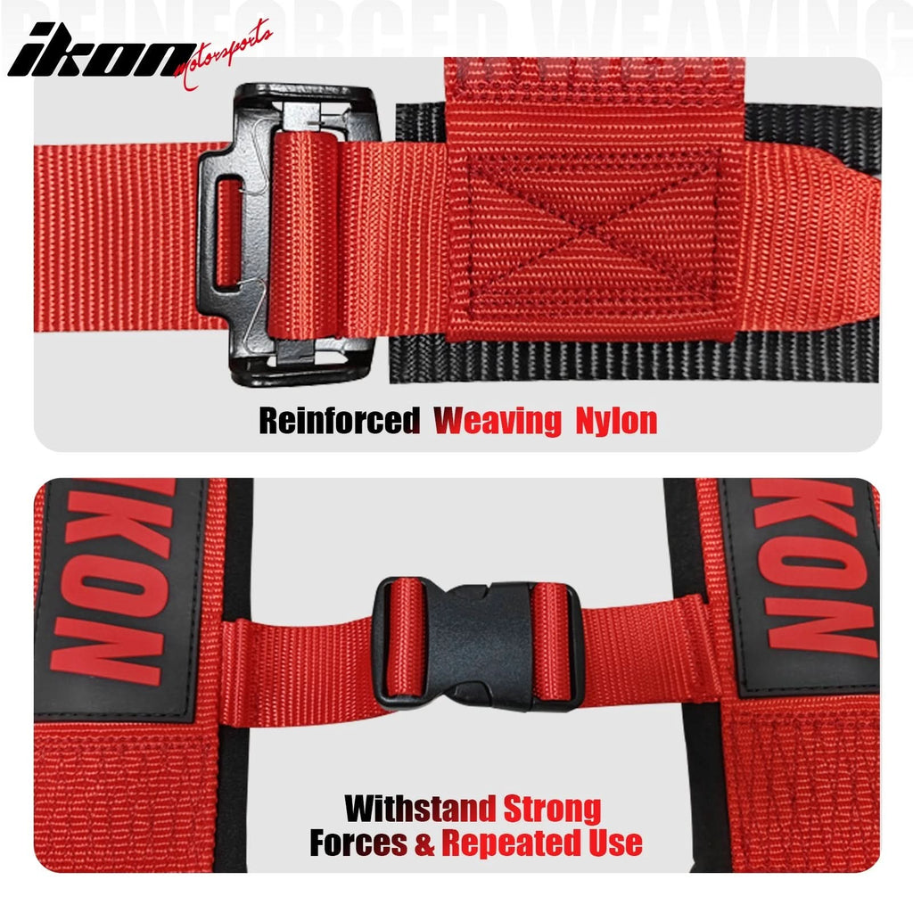Universal Racing Seat Belt Harness 3" 4 Point Strap Buckle Nylon Red
