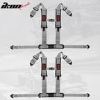 Universal Racing Seat Belt Harness 3" 4 Point Strap Buckle Nylon Grey