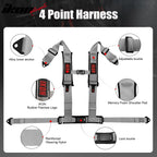 Universal Racing Seat Belt Harness 3" 4 Point Strap Buckle Nylon Grey