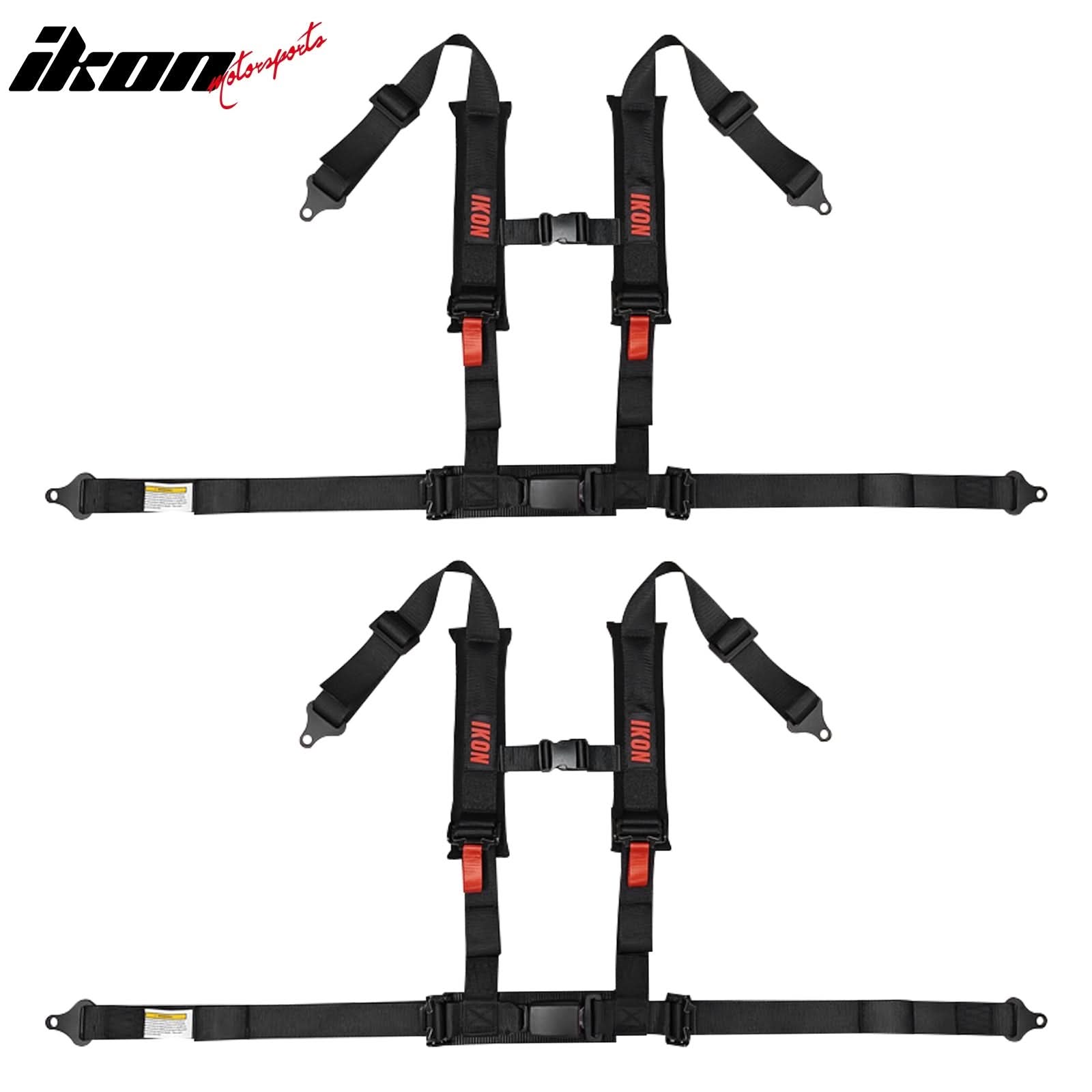 Universal 4 Point Racing Seat Belt Harness 2" Strap Buckle Black