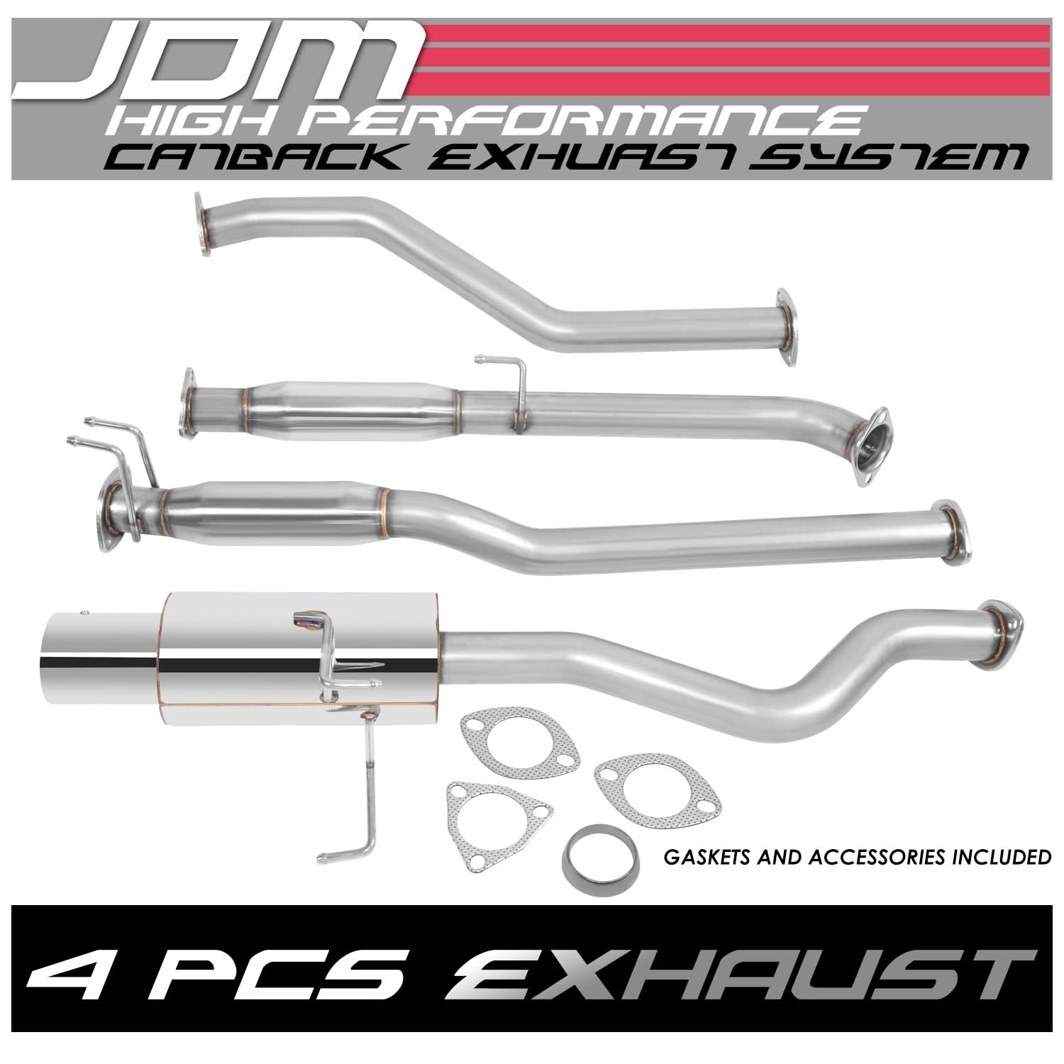 01-05 Honda Civic DX/LX Catback Exhaust Single Tip Stainless Steel