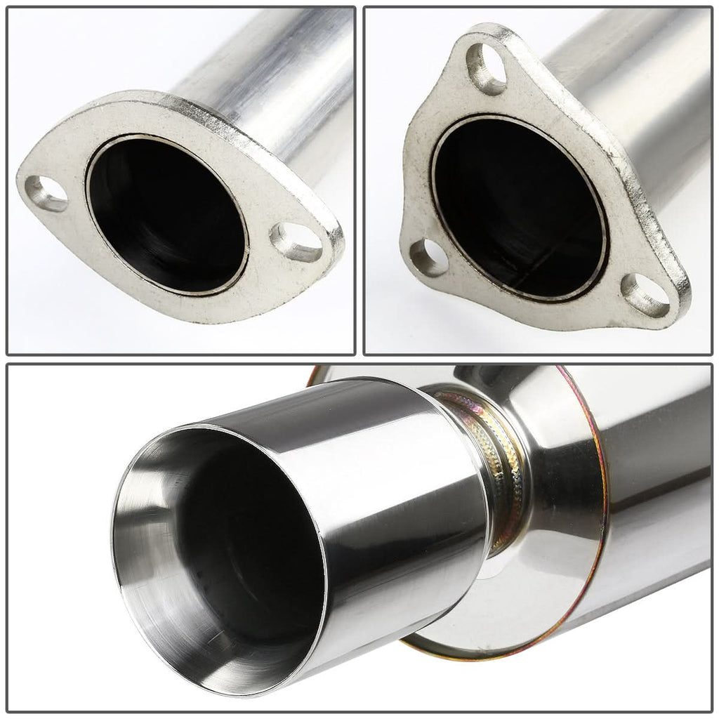 01-05 Honda Civic EX Single Rolled Tip Catback Exhaust - Stainless Steel