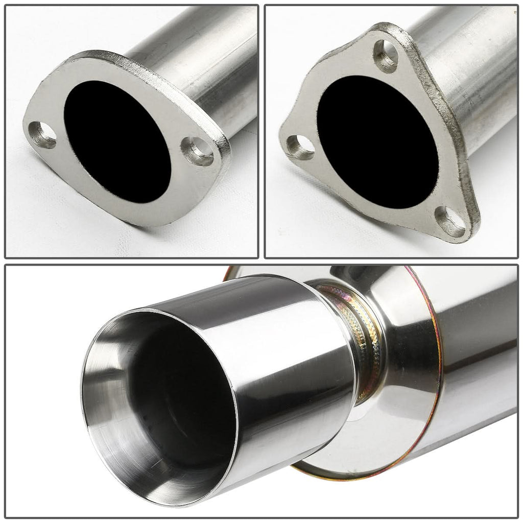 02-05 Honda Civic SI Single Rolled Tip Catback Exhaust Stainless Steel