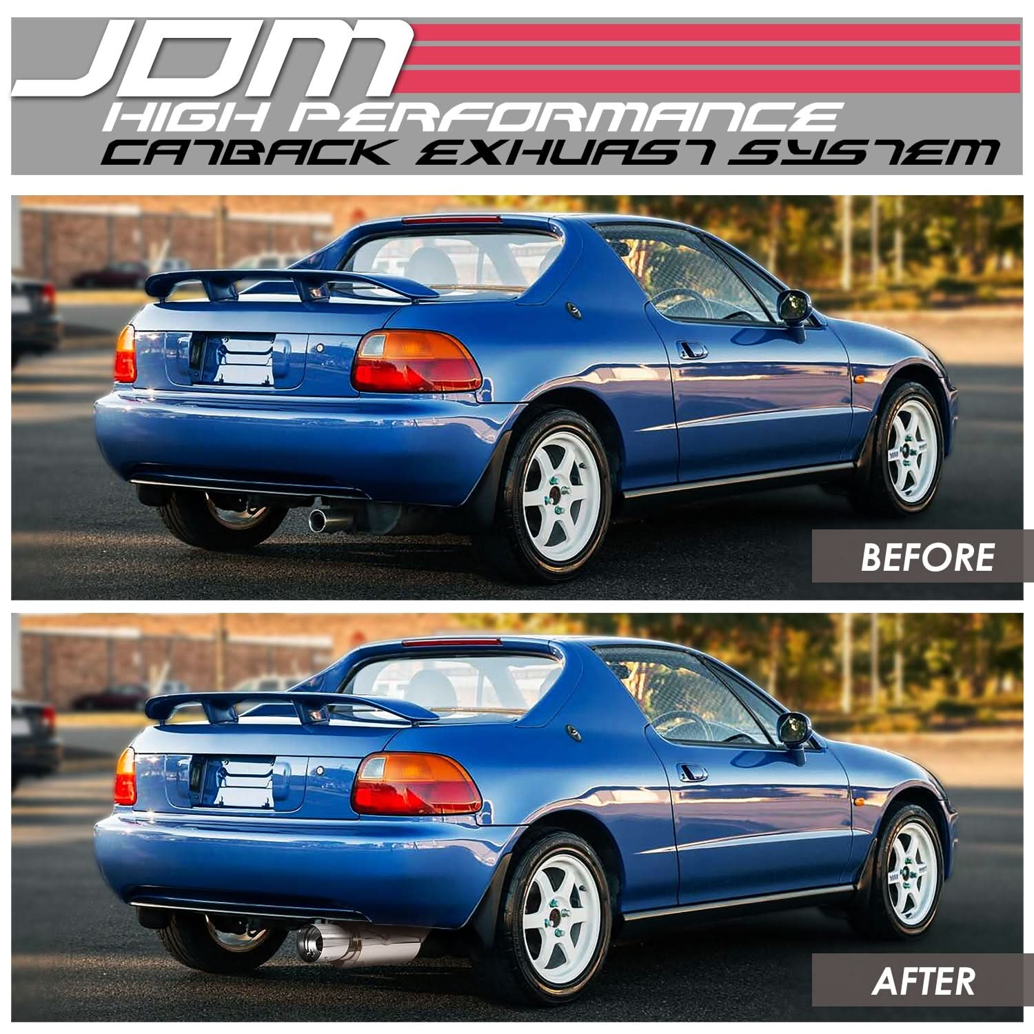 93-97 Honda Del Sol Single Tip Catback Exhaust Stainless Steel