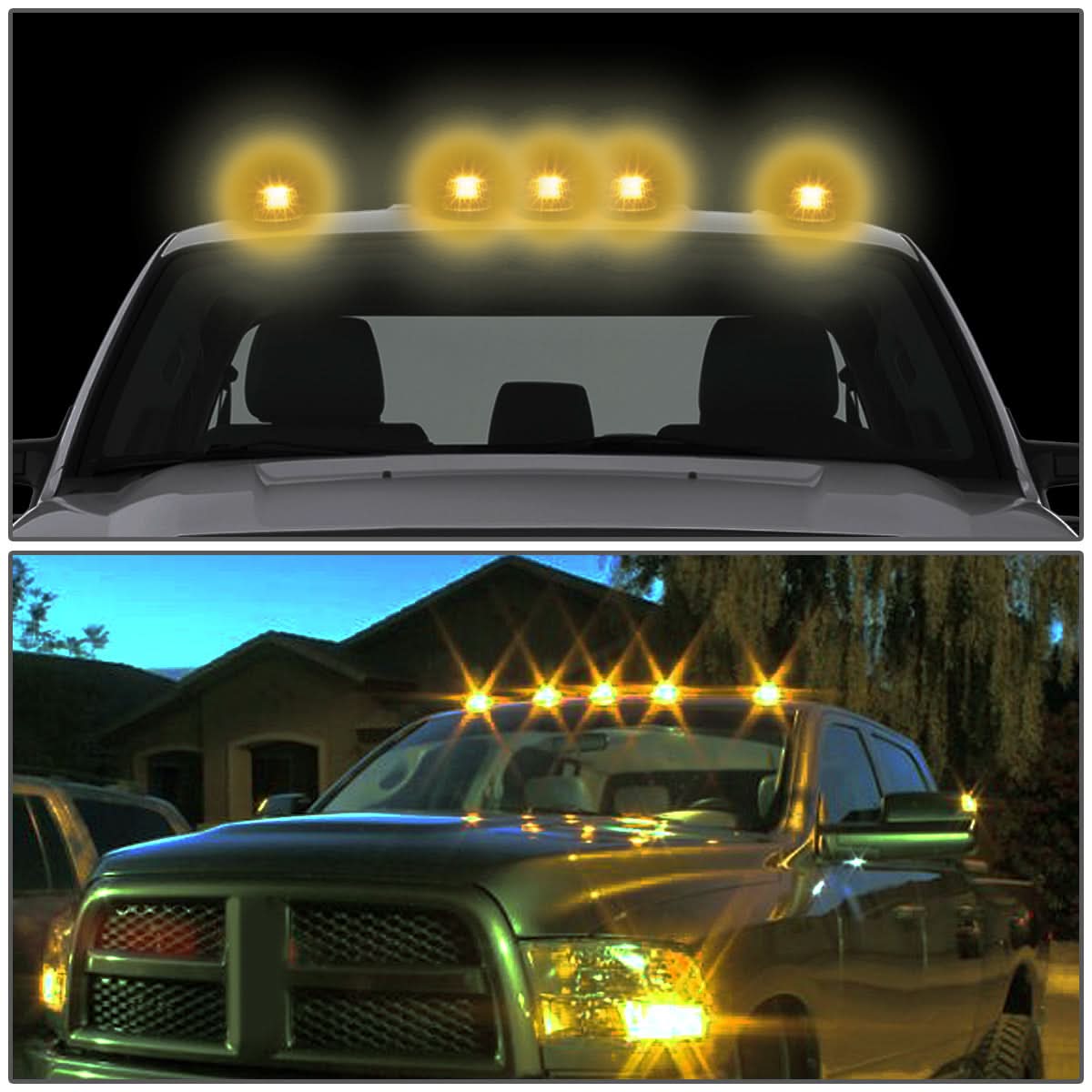 1980-1996 Ford Super Duty Cab Light - Black Housing with Amber LED