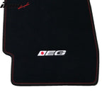 Car Floor Mat for 1992-95 Honda Civic Black Logo Red Stitch 4PC Nylon