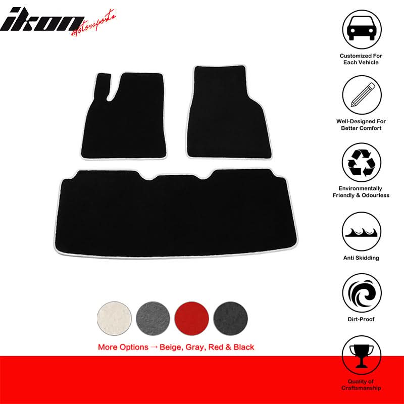 2012-2019 Tesla Model S Latex Floor Mats All Weather Carpet Black