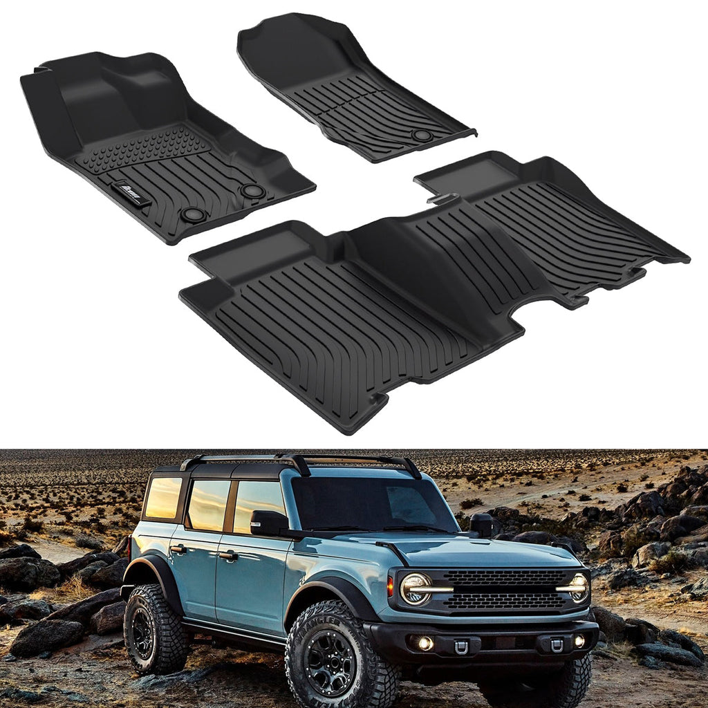 2021-2025 Ford Bronco 4DR Floor Mats All Weather TPE 3D Carpets 3PC