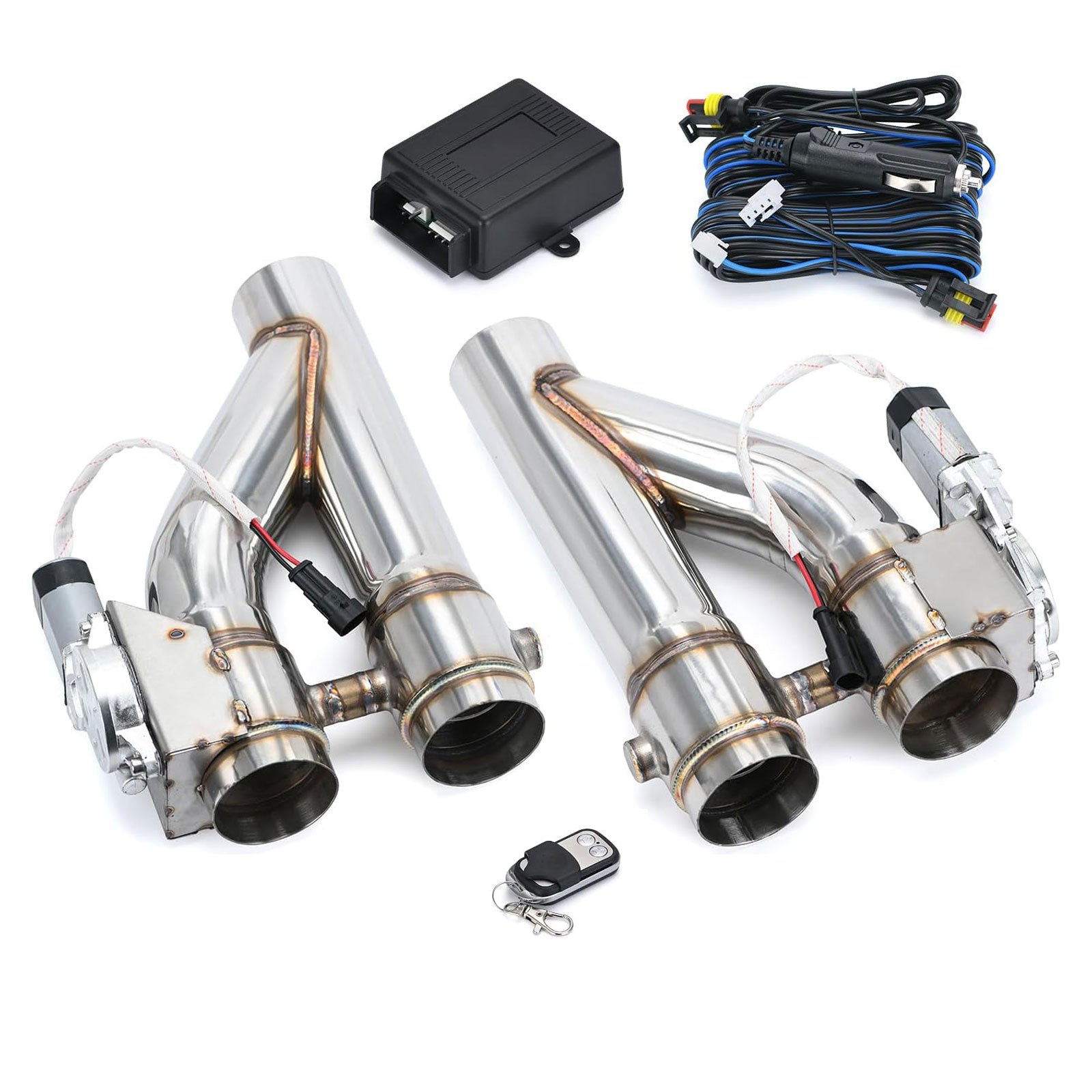 Universal 2.5 Inch Dual Stainless Steel Exhaust Valve Pipe Kit 2PC - Bull Boost Performance