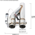 Universal 2.5 Inch Dual Stainless Steel Exhaust Valve Pipe Kit 2PC - Bull Boost Performance