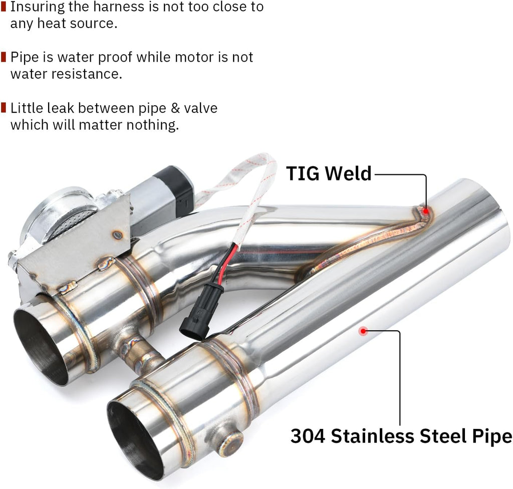 Universal 3 Inch Dual Stainless Steel Exhaust Valve Pipe Kit 2PC - Bull Boost Performance