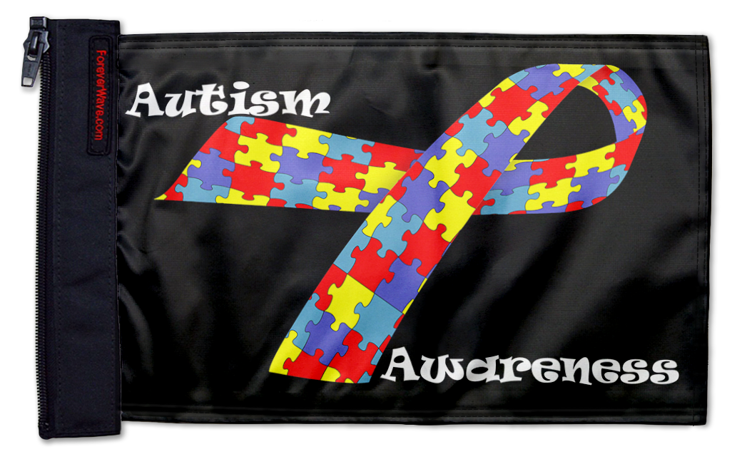 Autism Awareness 12"x18" Forever Wave Flag for Jeep Wrangler JL 2-Door 2018-Present
