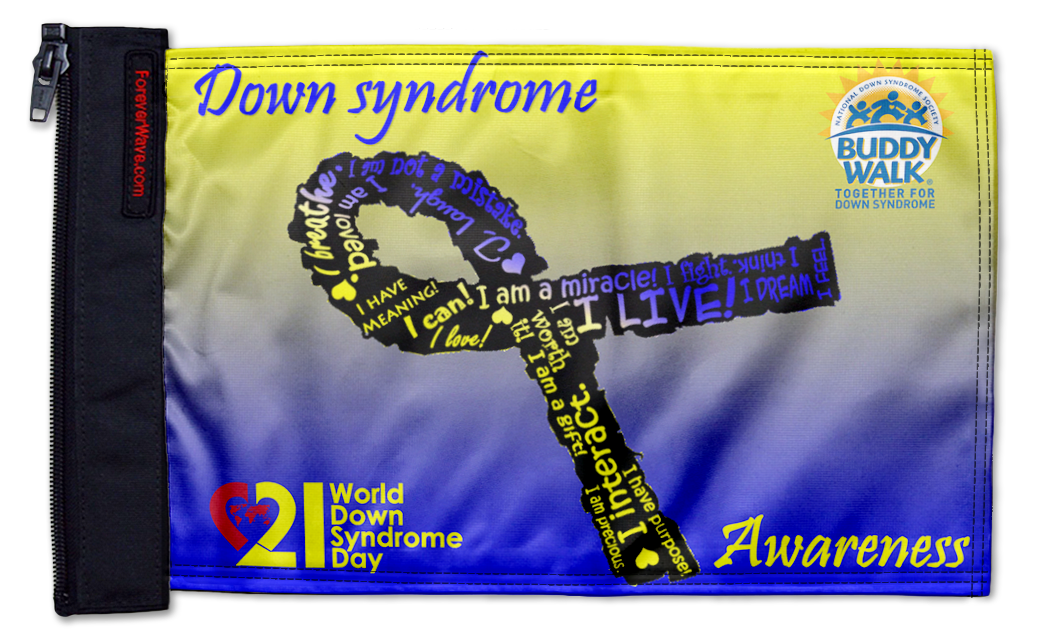Down Syndrome Awareness 12"x18" Forever Wave Flag for Bronco