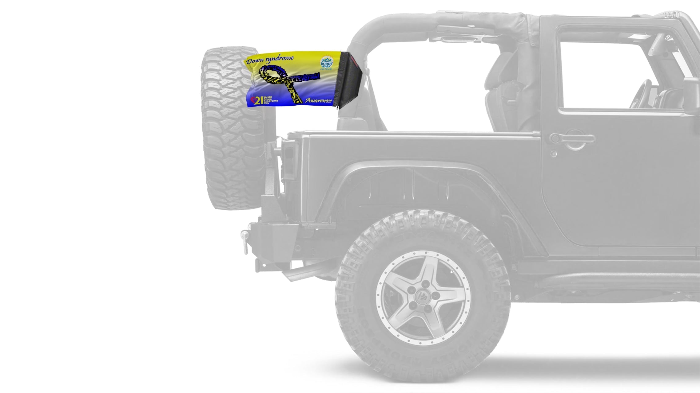 Down Syndrome Awareness 12"x18" Forever Wave Flag for Jeep Wrangler TJ 1996-2006