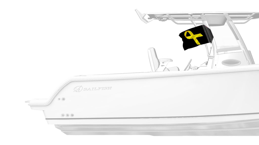 Gold Ribbon 12"x18" Forever Wave Flag for Boats