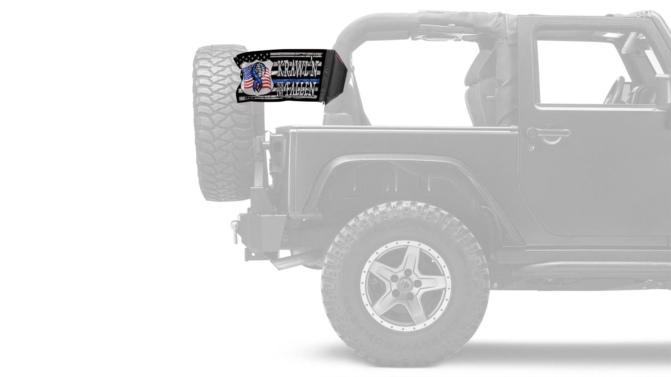Krawl'n For The Fallen 12"x18" Forever Wave Flag for Jeep Wrangler YJ 1986-1995