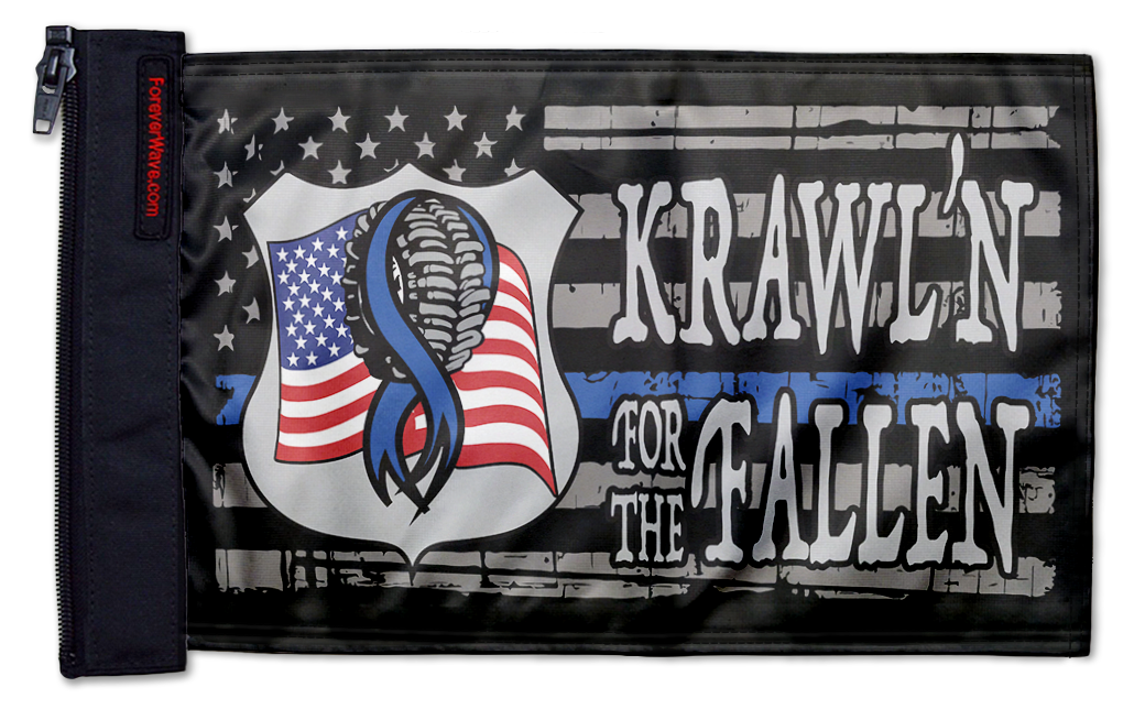 Krawl'n For The Fallen 12"x18" Forever Wave Flag for Jeep Wrangler YJ 1986-1995