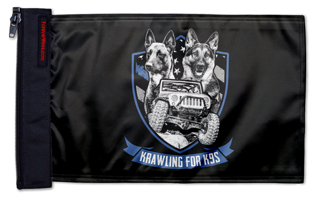 Krawling For K9s 12"x18" Forever Wave Flag for Jeep Wrangler CJ-7 and CJ-8 1976-1986