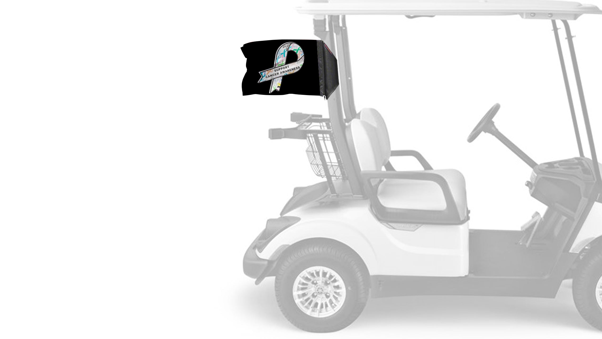 Support Cancer Awareness 12"x18" Forever Wave Flag for Golf Carts