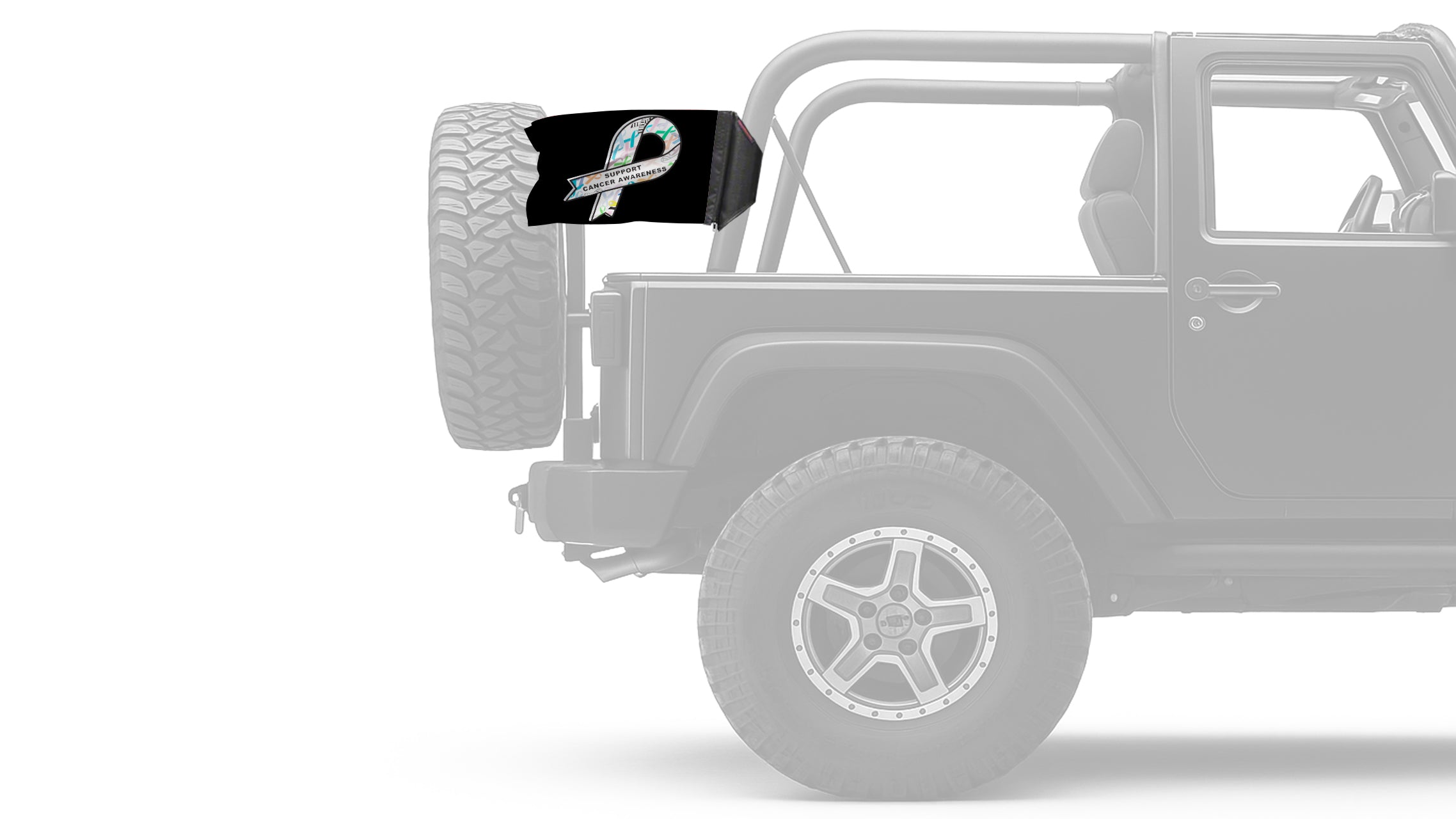 Support Cancer Awareness 12"x18" Forever Wave Flag for Jeep Wrangler CJ-7 and CJ-8 1976-1986