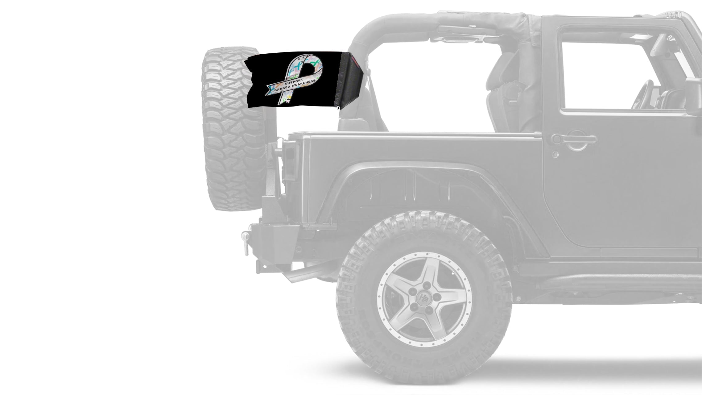 Support Cancer Awareness 12"x18" Forever Wave Flag for Jeep Wrangler TJ 1996-2006