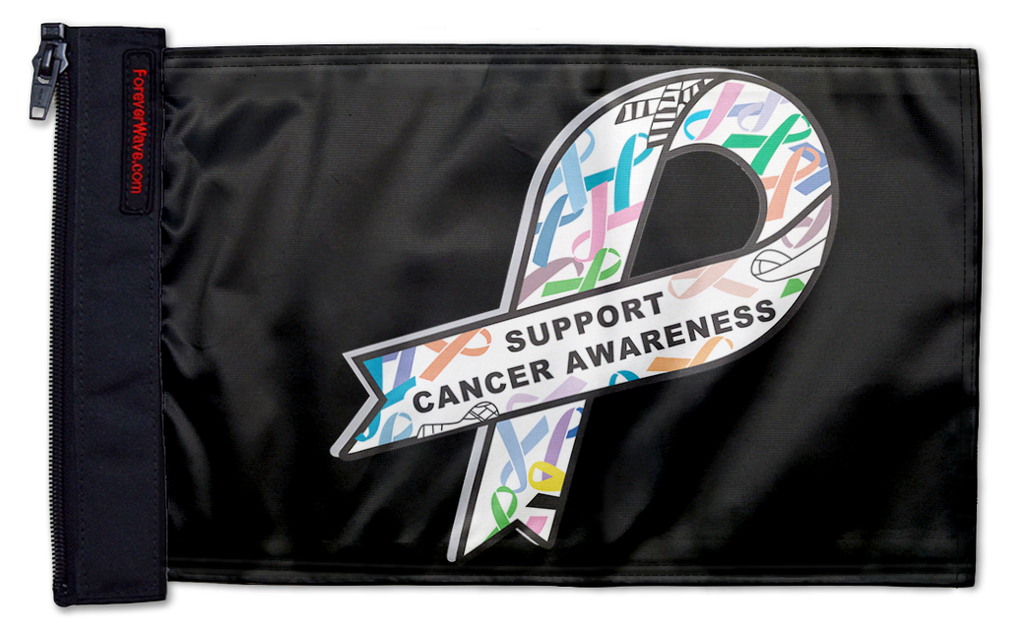 Support Cancer Awareness 12"x18" Forever Wave Flag for Jeep Wrangler YJ 1986-1995